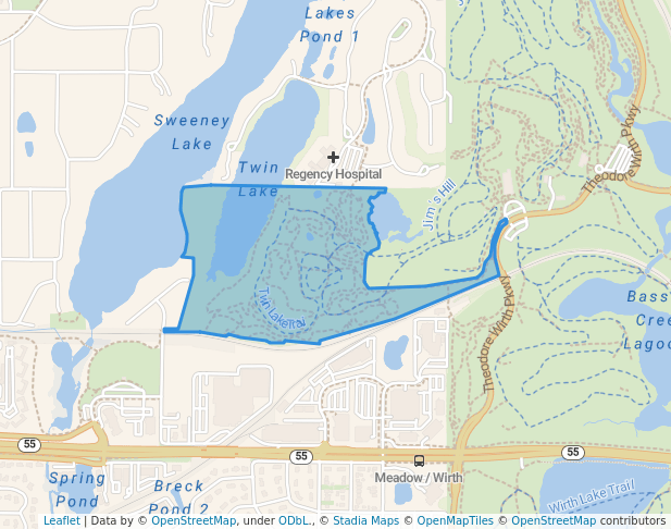 walking in Theodore Wirth Park map in Golden Valley