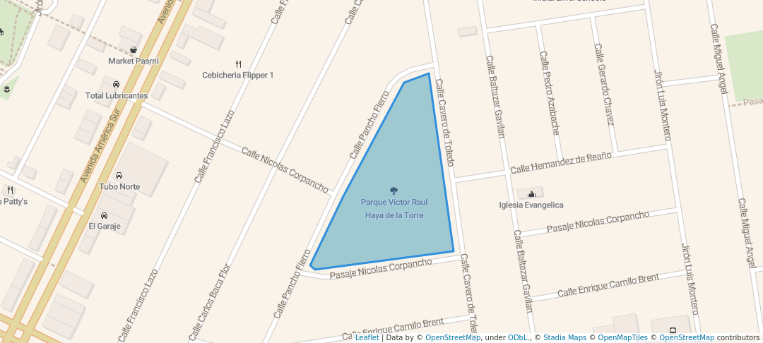 walking in Parque Víctor Raul Haya de la Torre map in Trujillo