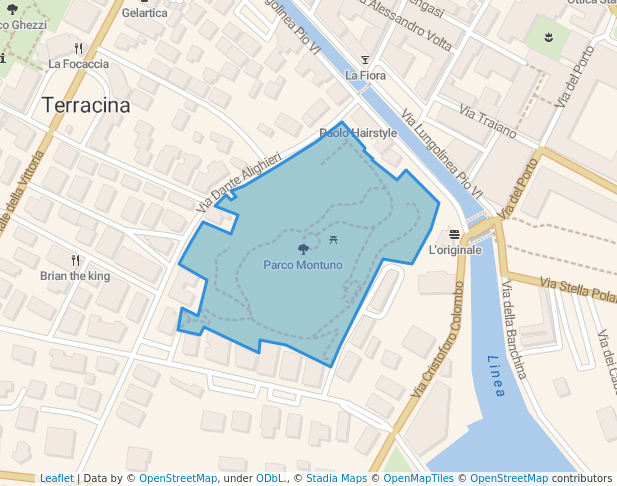 walking in Parco Montuno map in Terracina