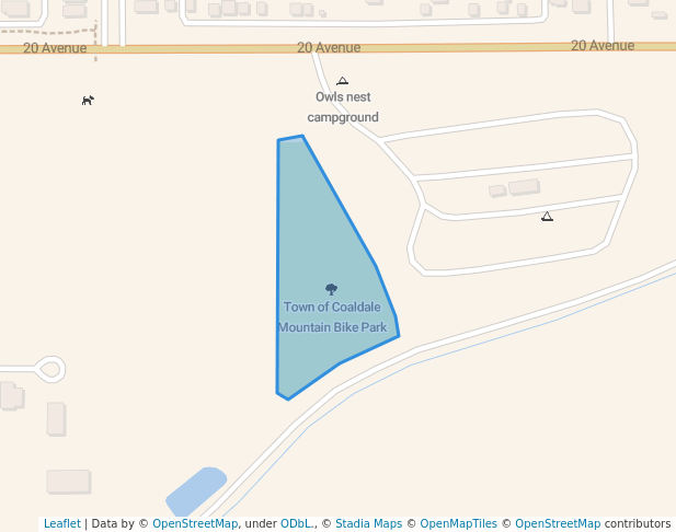 walking in Town of Coaldale Mountain Bike Park map in Coaldale