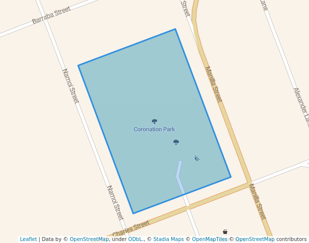 walking in Coronation Park map in Manilla