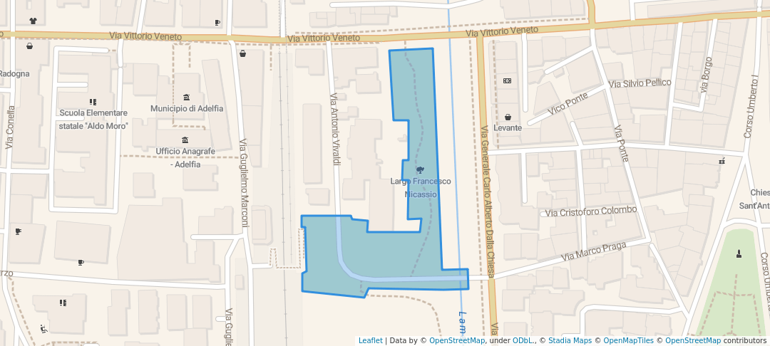 walking in Largo Francesco Nicassio map in Adelfia