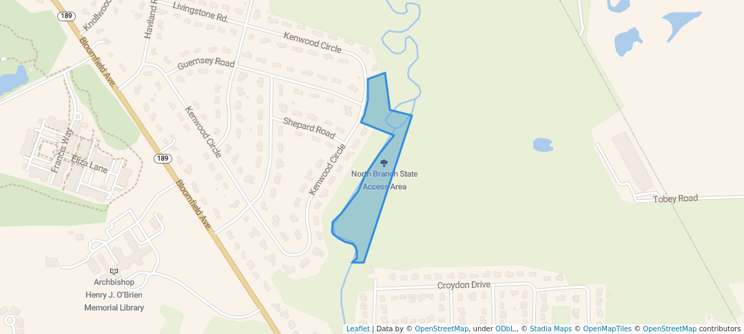 walking in North Branch State Access Area map in Bloomfield