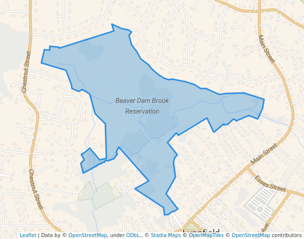walking in Beaver Dam Brook Reservation map in Lynnfield