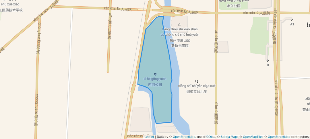 walking in 西河公园 map in Hang Zhou Shi