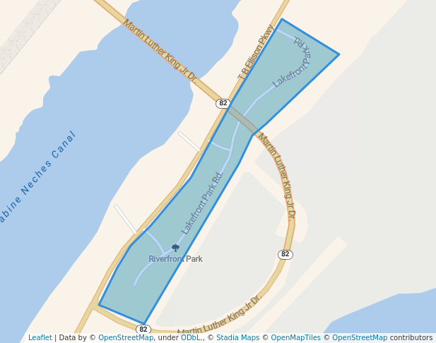 walking in Lakefront Park map in Port Arthur