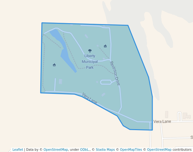 walking in Liberty Municipal Park map in Liberty