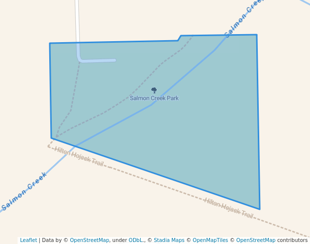 walking in Salmon Creek Park map in Hilton