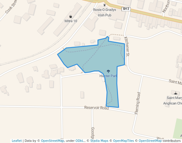 walking in Hunter Park map in Waipukurau