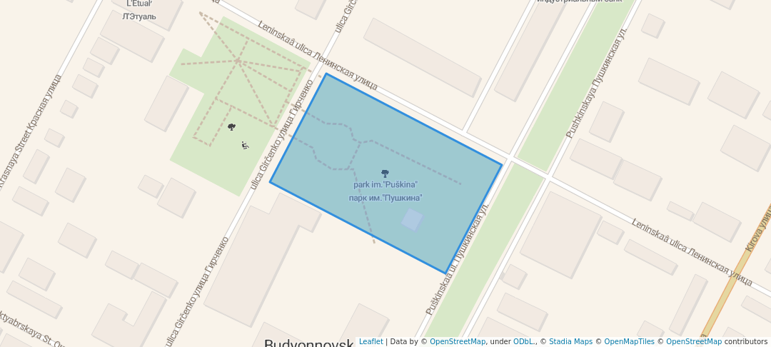 walking in парк им."Пушкина" map in Budyonnovsk