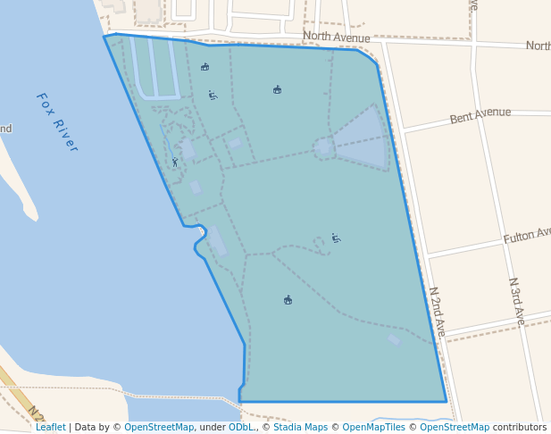 walking in Pottawatomie Park map in St. Charles