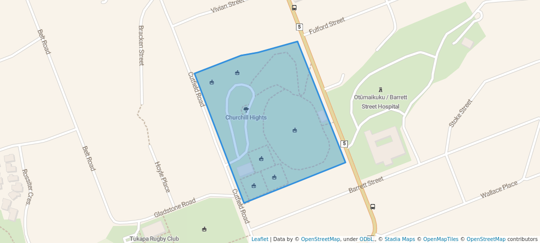 walking in Western Park map in New Plymouth