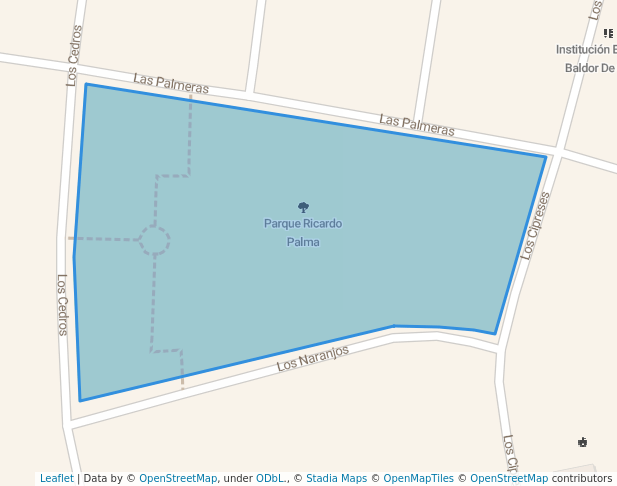 walking in Parque Ricardo Palma map in Comas