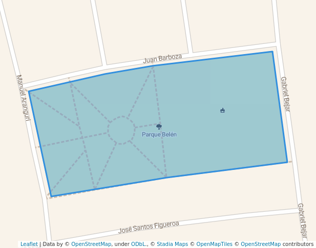 walking in Parque Belén map in Comas