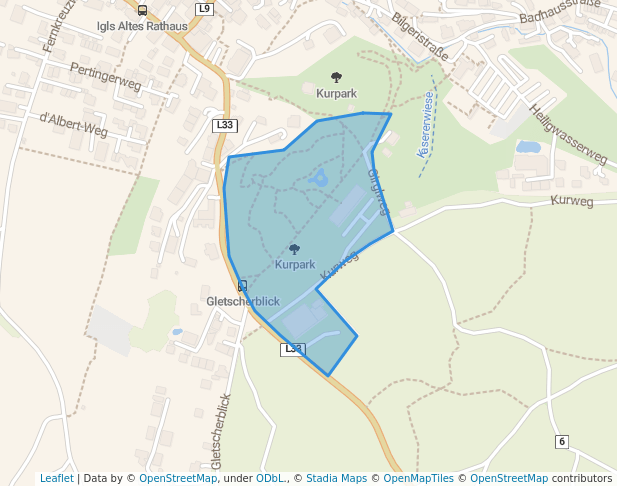 walking in Kurpark map in Innsbruck