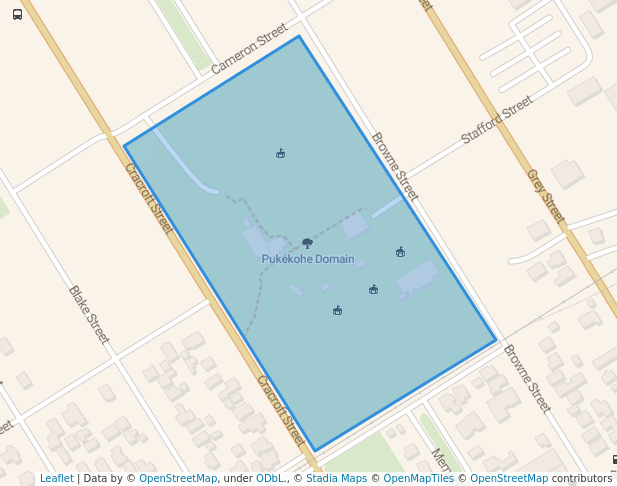 walking in Pukekohe Domain map in Waitara