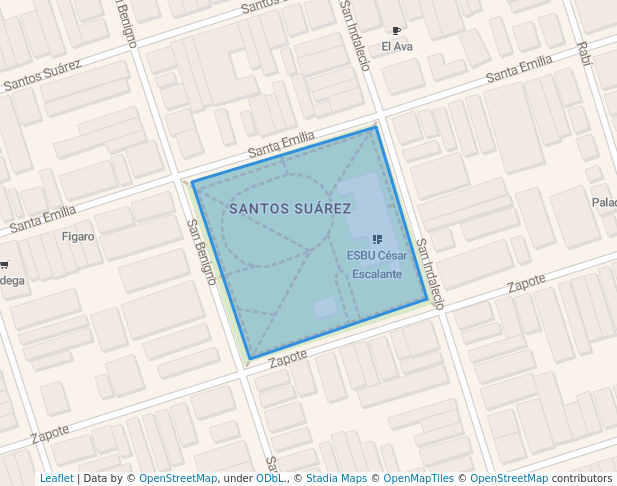 walking in Parque Santos Suarez map in La Habana