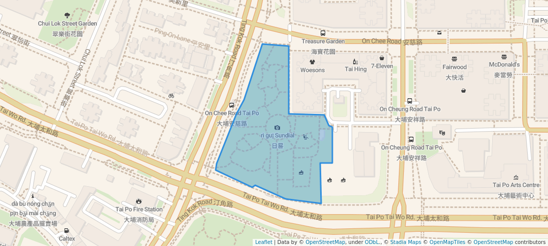 walking in Tai Po Old Market Playground map in Hong Kong