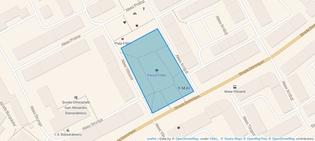walking in Parcul 9 Mai map in Ploiești