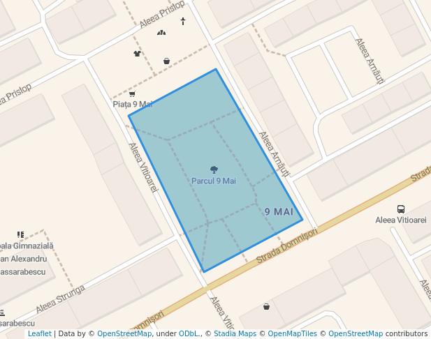 walking in Parcul 9 Mai map in Ploiești