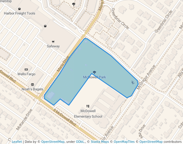 walking in McDowell Park map in Petaluma
