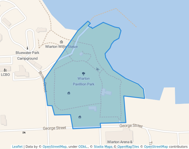 walking in Wiarton Pavillion Park map in Wiarton