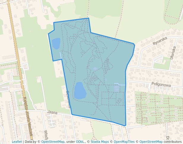 walking in Park Strzelnica map in Ruda Śląska