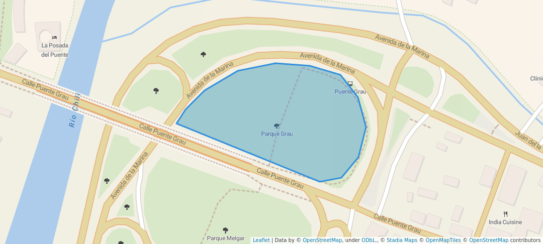 walking in Parque Grau map in Arequipa