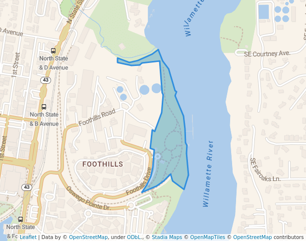 walking in Foothills Park map in Lake Oswego