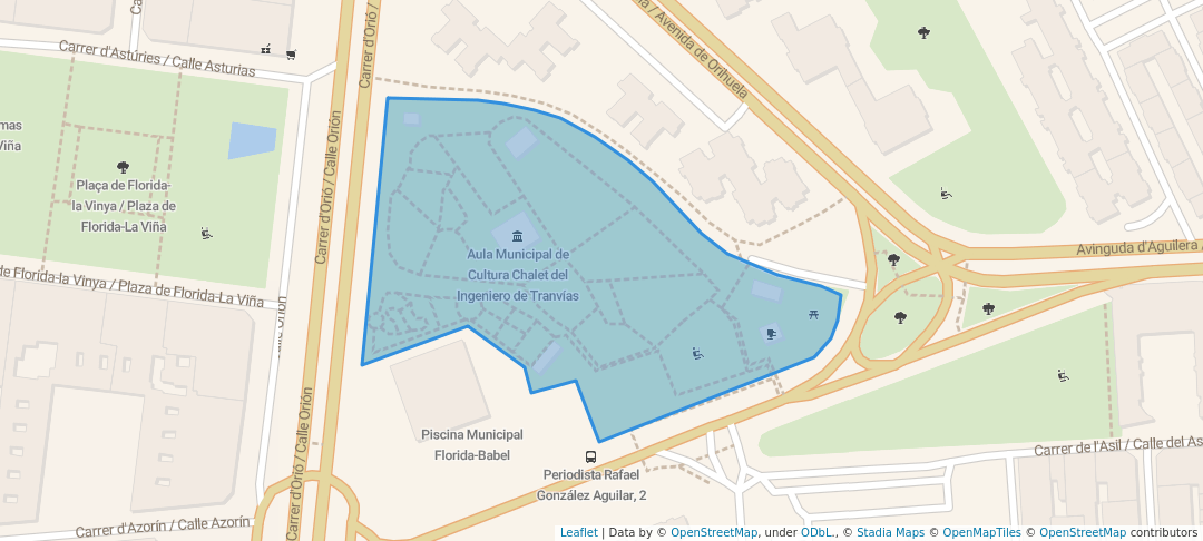 walking in Parque del Chalet del Ingeniero de Tranvías map in Alacant
