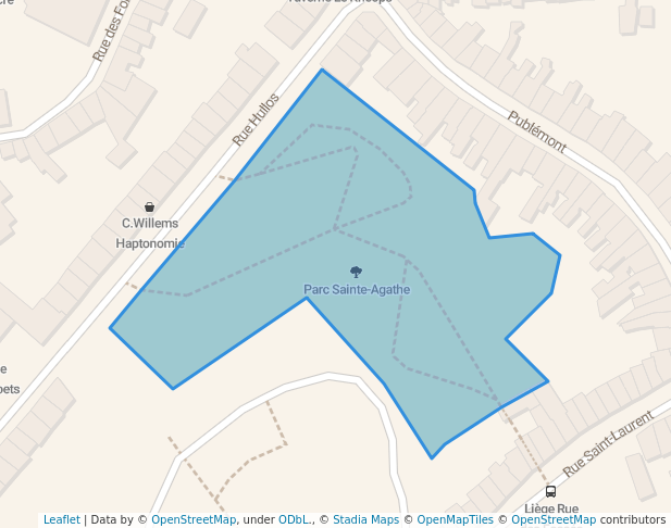 walking in Parc Sainte-Agathe map in Liège