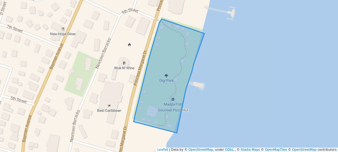 walking in Digi Park map in Belize City