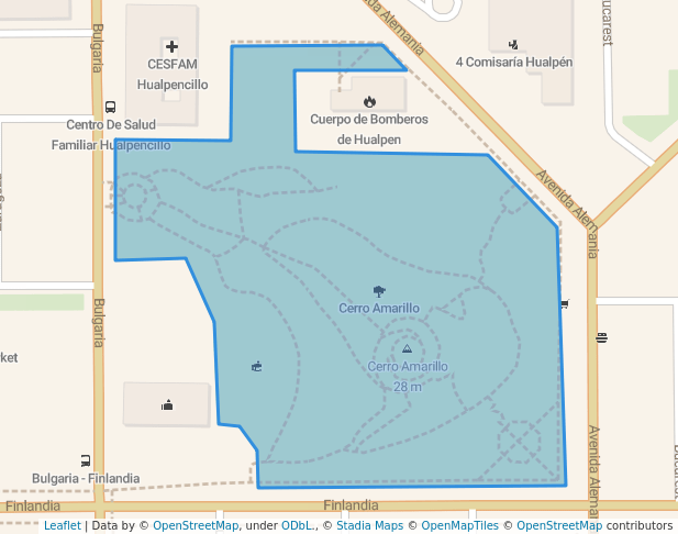 walking in Cerro Amarillo map in Hualpén