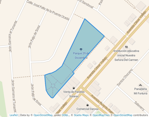 walking in Parque 29 de Diciembre map in Trujillo