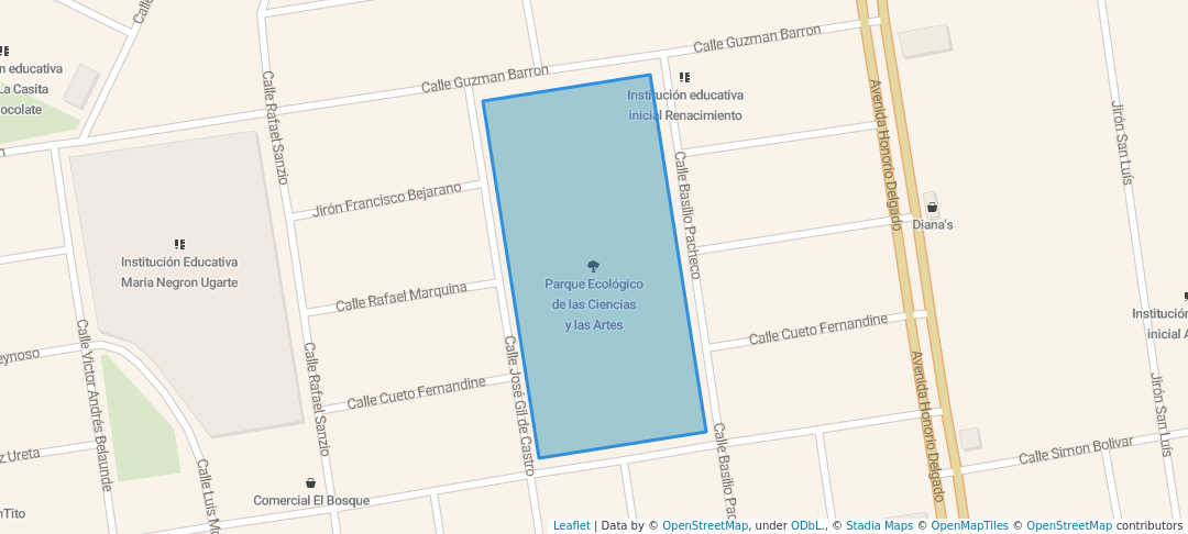 walking in Parque Ecológico de las Ciencias y las Artes map in Trujillo