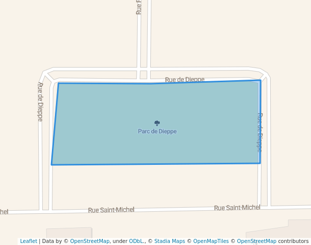 walking in Parc de Dieppe map in Saint-Jean-sur-Richelieu