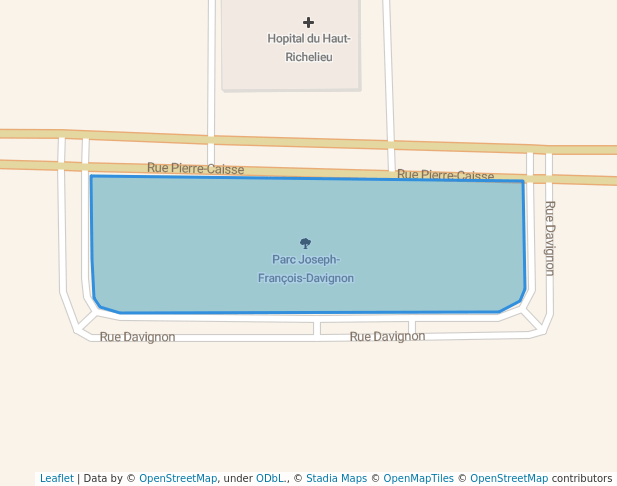 walking in Parc Joseph-François-Davignon map in Saint-Jean-sur-Richelieu