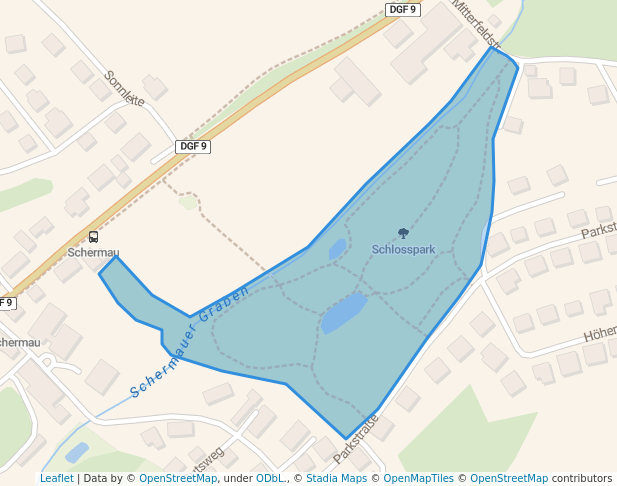 walking in Schlosspark map in Dingolfing