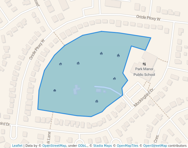 walking in Park Manor Park map in Elmira