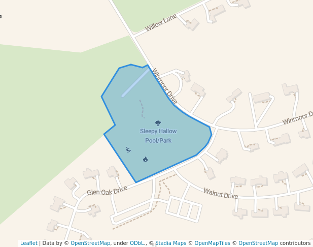 walking in Sleepy Hallow Pool/Park map in Sleepy Hollow