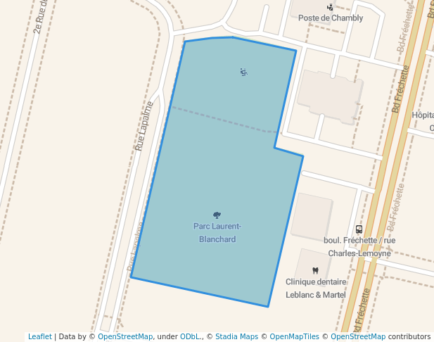 walking in Parc Laurent-Blanchard map in Chambly