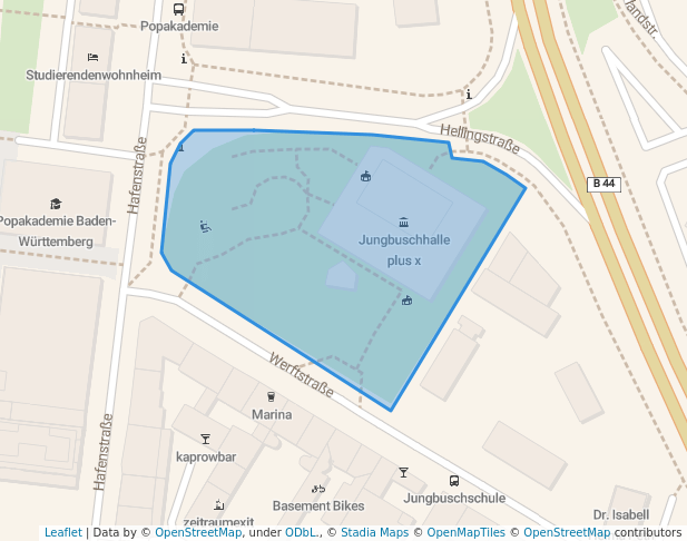 walking in Freizeitgelände Werftstraße map in Mannheim