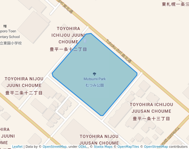 walking in Mutsumi Park map in Sapporo