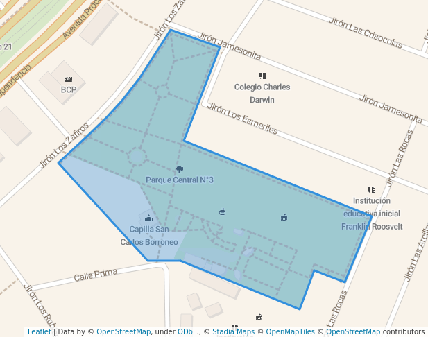 walking in Parque Central N°3 map in San Juan de Lurigancho