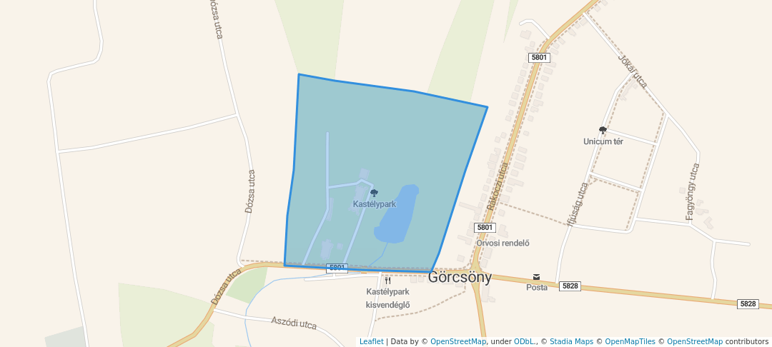 walking in Kastélypark map in Görcsöny