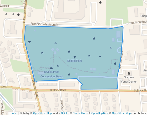 walking in Sedillo Park map in Socorro
