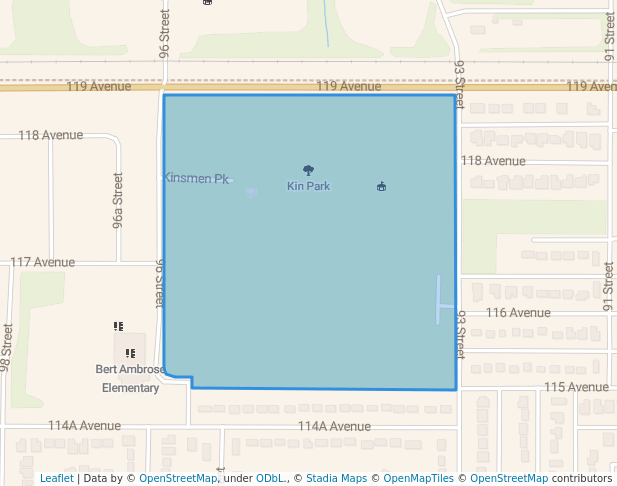 walking in Kin Park map in Fort St. John