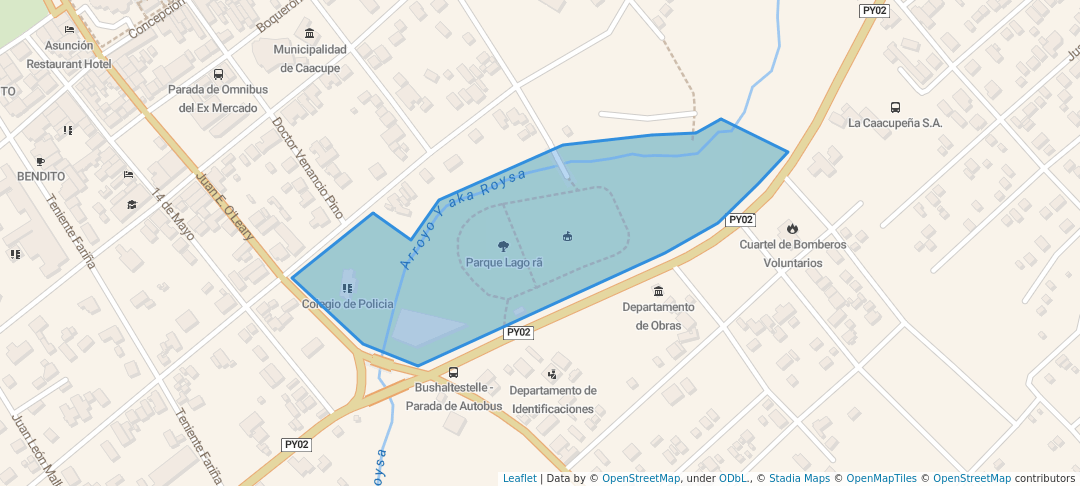 walking in Parque Lago rã map in Caacupé