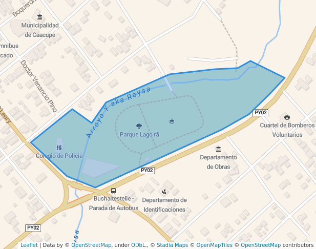 walking in Parque Lago rã map in Caacupé