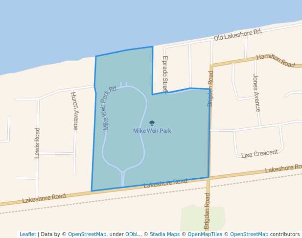 walking in Mike Weir Park map in Sarnia